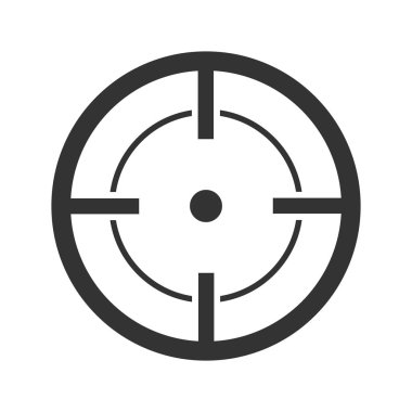 Keskin nişancı dürbünü beyaz arka planda izole edildi. Hedef simge çizimi, optik görüş