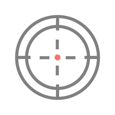 Keskin nişancı dürbünü beyaz arka planda izole edildi. Hedef simge çizimi, optik görüş