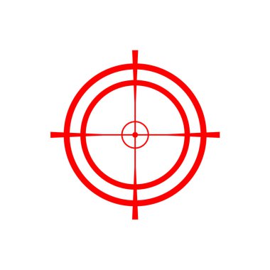 Keskin nişancı dürbünü beyaz arka planda izole edildi. Hedef simge çizimi, optik görüş