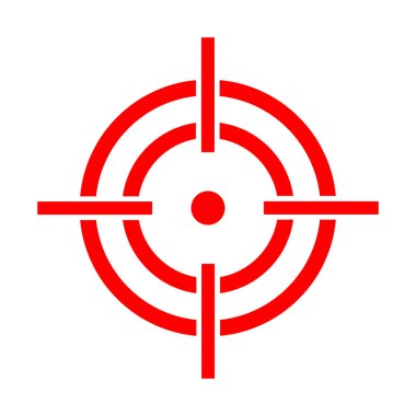 Keskin nişancı dürbünü beyaz arka planda izole edildi. Hedef simge çizimi, optik görüş