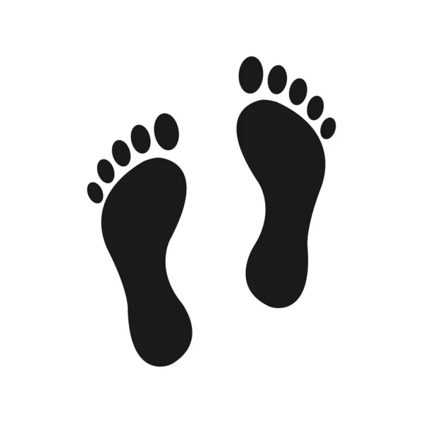Ilustracja Wektora Footprintu Symbol Ludzkiej Stopy Sylwetka Stóp Izolowana Białym — Wektor stockowy