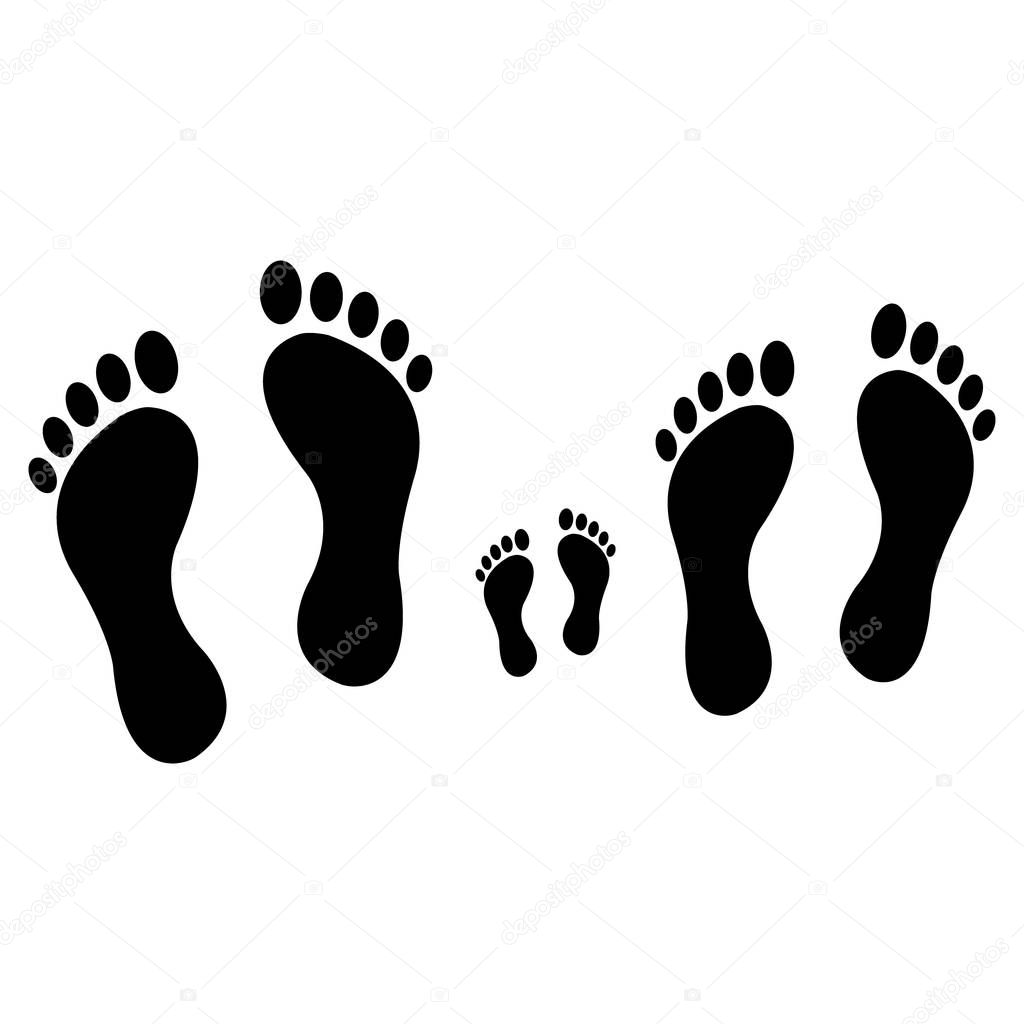 Footprint vector illustration, human foot print symbol, feet silhouette isolated on white background