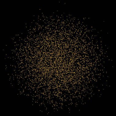 Şeffaf siyah arka planda altın parıltı. Düşen parlak altın konfeti. Noel ya da Yeni Yıl Partisi İçin Parlayan Işık Efekti.