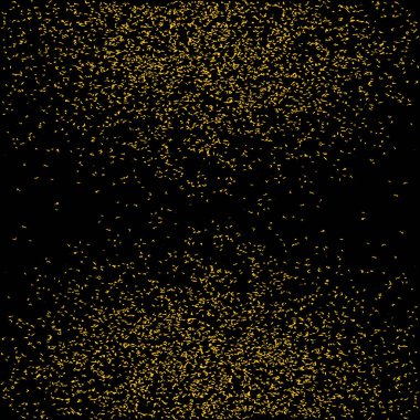 Şeffaf siyah arka planda altın parıltı. Düşen parlak altın konfeti. Noel ya da Yeni Yıl Partisi İçin Parlayan Işık Efekti.