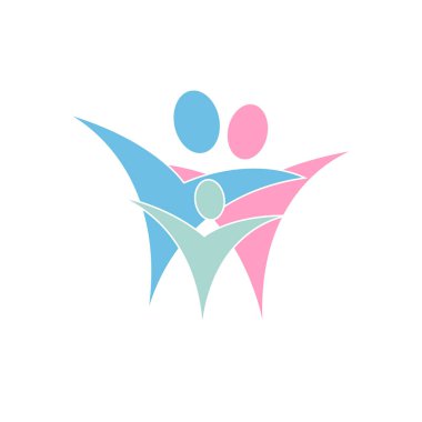 Beyaz arka planda izole edilmiş moda düz stil aile simgesi. Ebeveyn vektör illüstrasyonu