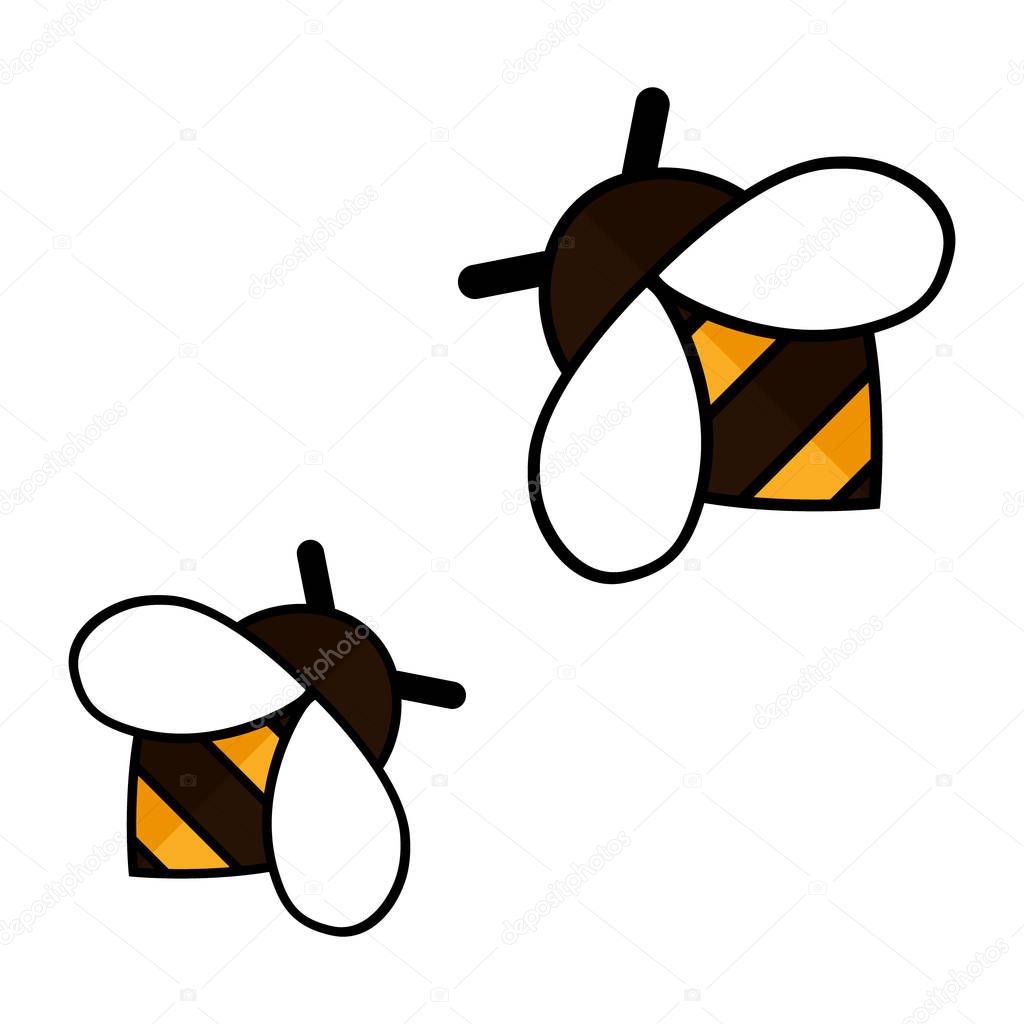 Honey bees isolated on the white background