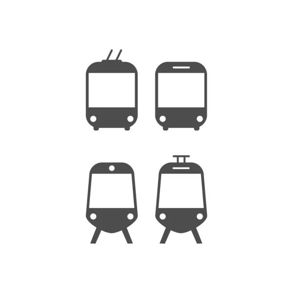 公共交通機関の黒いイラストベクトルアイコン 白い背景に孤立したバス トロリーバス 地下鉄の駅のシンボル — ストックベクタ