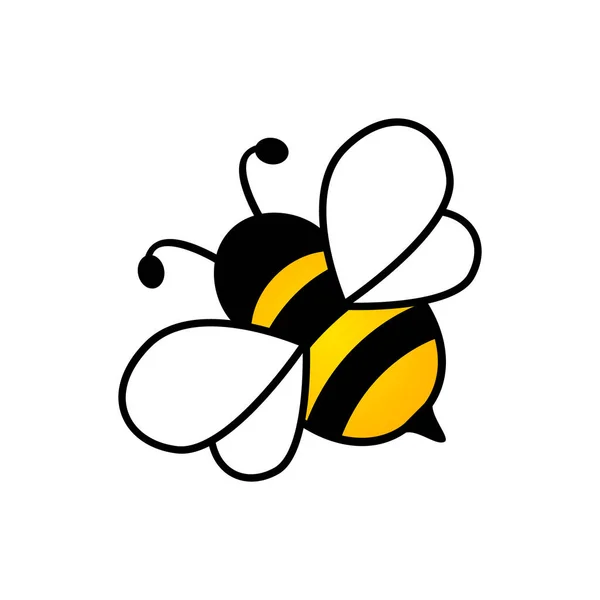 Lovely Simple Design Yellow Black Bee Vector Illustration White Background — Stock Vector