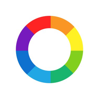 Renk Tekeri, Çizim için Düz Vektör Simgesi, karşıt renkler, boyama Uygulamaları ve beyaz arkaplanda izole edilmiş web siteleri