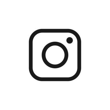 Kamera merceği simgesi, logo sembolü. Sosyal medya işareti beyaz arka planda izole edilmiş. Grafik ve web tasarımı için basit vektör çizimi