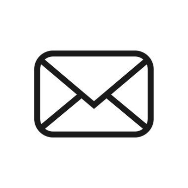 E- posta düz simgesi. İleti vektör illüstrasyonu, özet zarf işareti beyaz arkaplanda izole edildi