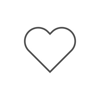 Kalp çizgisi vektör simgesi. Beyaz arkaplanda izole edilmiş vektör çizgi film düz aşk sembolü