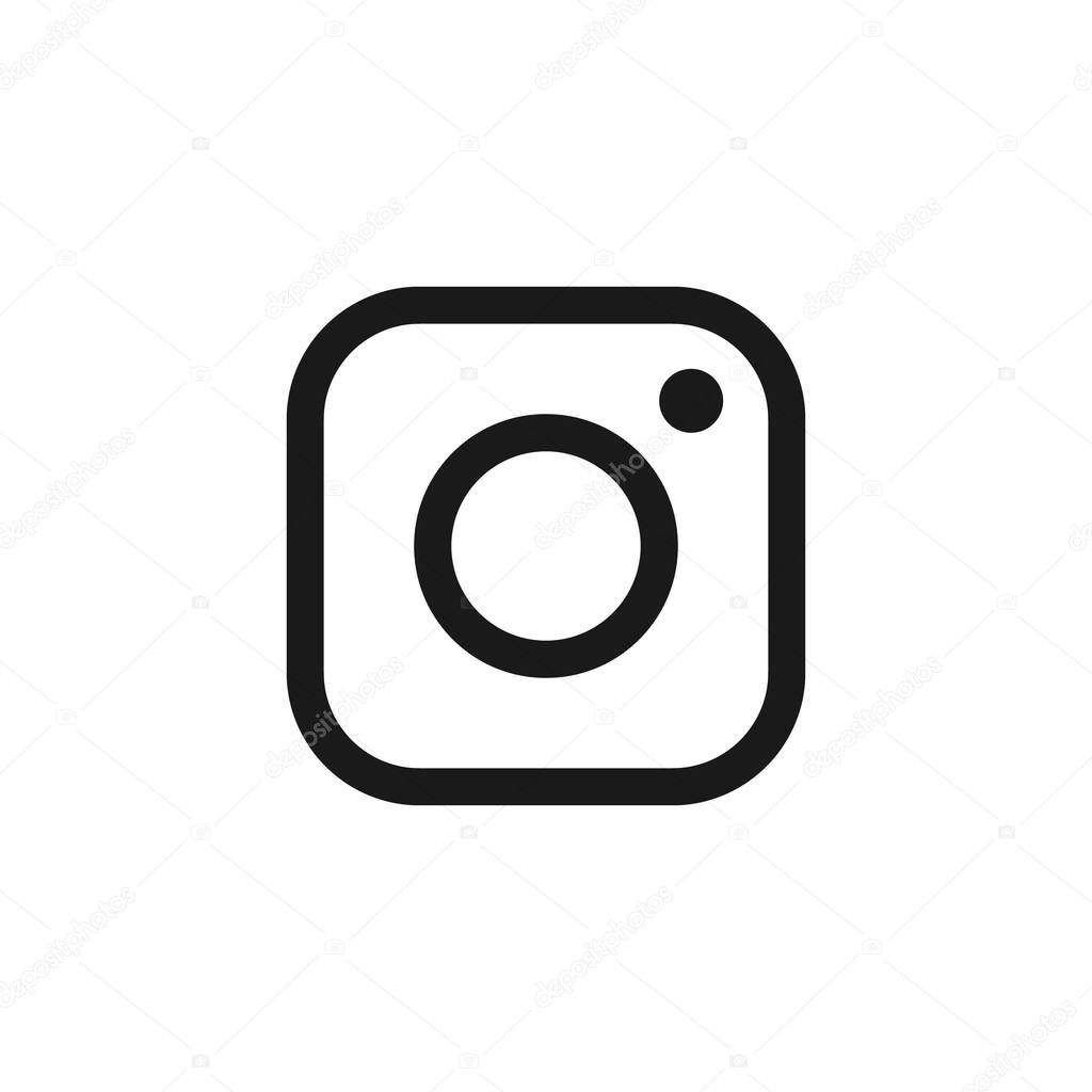 Camera lens icon, logo symbol. Social media sign isolated on white background. Simple vector illustration for graphic and web design