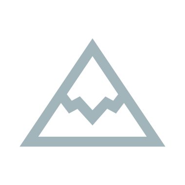 Dağ düz logosu çizimi, beyaz üzerine izole edilmiş vektör avantajı sembolü