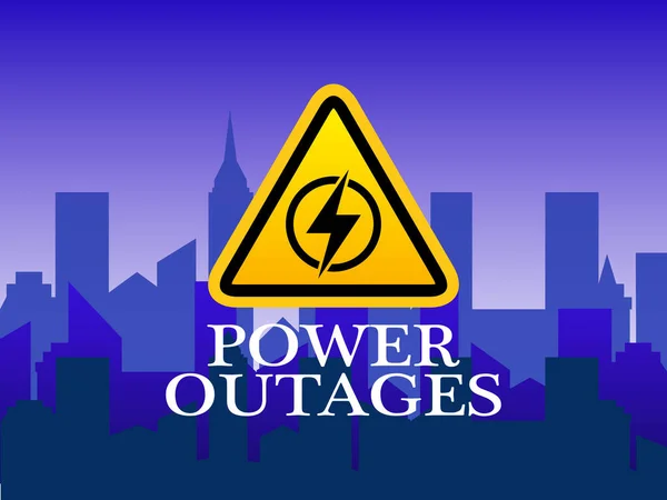 Power Outage Logo Niebieskim Tle Miasta Bez Prądu — Wektor stockowy