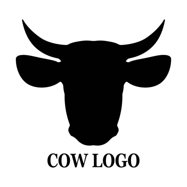 Logotipo Cabeça Vaca Vetor Ícone Estilo Plano Animal Doméstico Isolado — Vetor de Stock