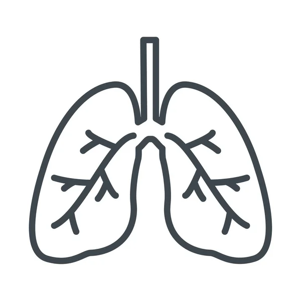 平らな線のアイコンを肺 白色に隔離された肺クリニックの概要図 — ストックベクタ