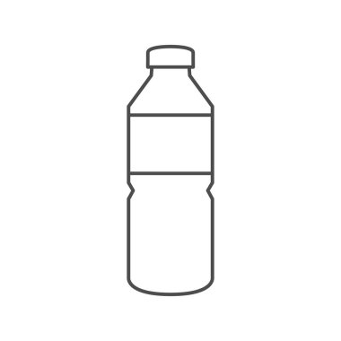 Plastik şişe vektör çizimi, çizgi tasarım simgesi beyaz üzerine izole