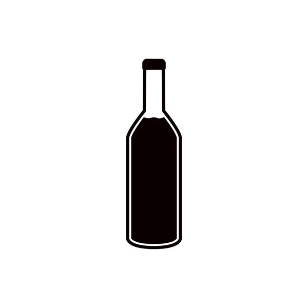 Şarap Şişesi Çizimi Beyaz Arkaplanda Izole Edilmiş Simge — Stok Vektör
