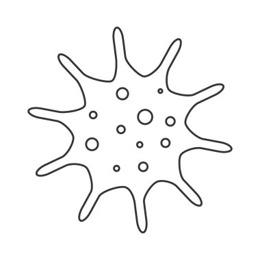 Mikrop, bakteri simgesi, kabartma biçiminde virüs simgesi, korona virüsü, beyaz üzerine izole edilmiş vektör çizimi