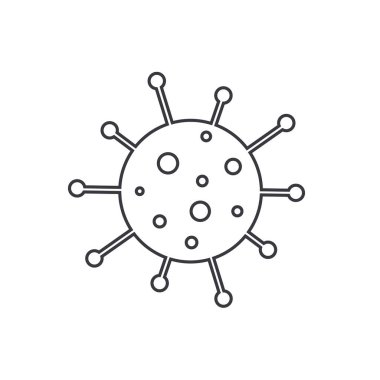 Mikrop, bakteri simgesi, kabartma biçiminde virüs simgesi, korona virüsü, beyaz üzerine izole edilmiş vektör çizimi