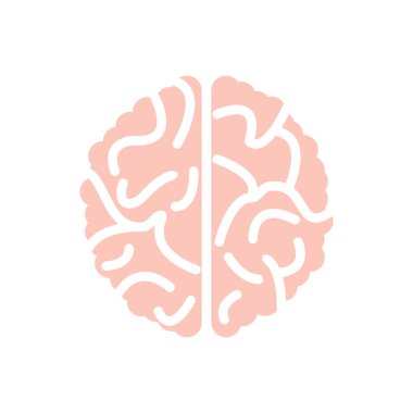 Beyin Logosu silueti üst görünüm tasarım vektör şablonu. Beyin fırtınası düşünce konsepti beyazda izole