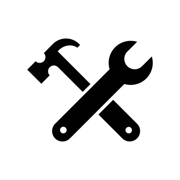 Гаечный Ключ Молоток Плоская Иллюстрация Иконка Инструментов Белом Фоне — стоковый вектор