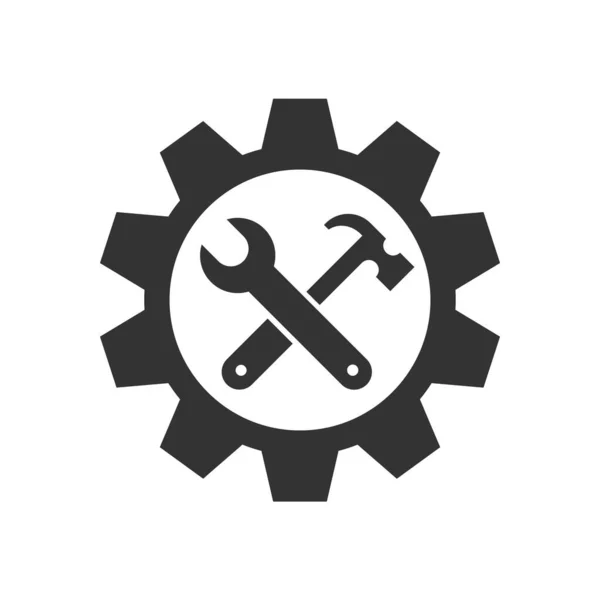 Wrench Hammer Gear Flat Illustration Tools Icon Isolated White Background — Stock Vector