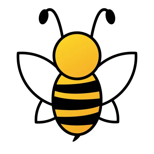 Schöne Einfache Cartoon Design Einer Gelben Und Schwarzen Biene Auf — Stockvektor