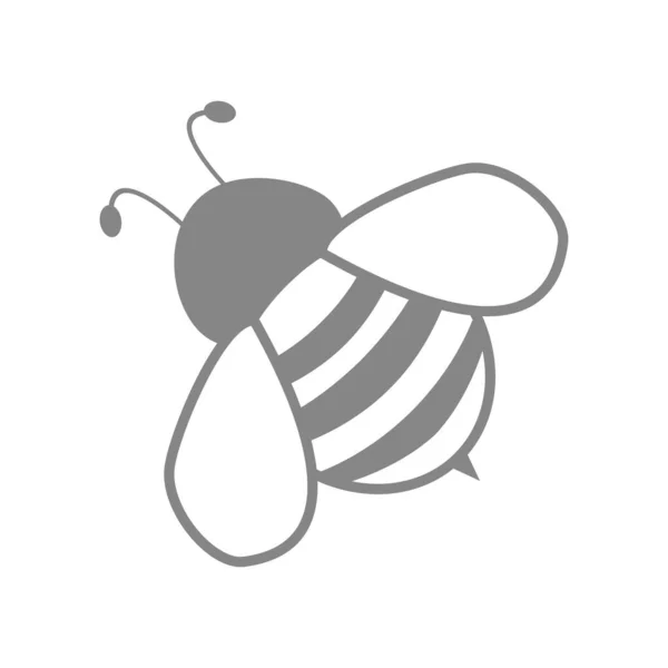 白色背景上漂亮的蜜蜂设计 黑白风格 — 图库矢量图片