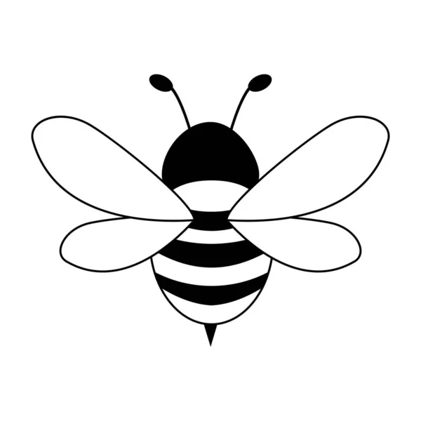 Wunderschönes Bienendesign Auf Weißem Hintergrund Logo Schwarz Weißer Stil — Stockvektor