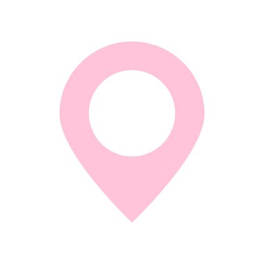 İşaret simgesi vektörü, konum pembe işareti beyaz üzerinde izole