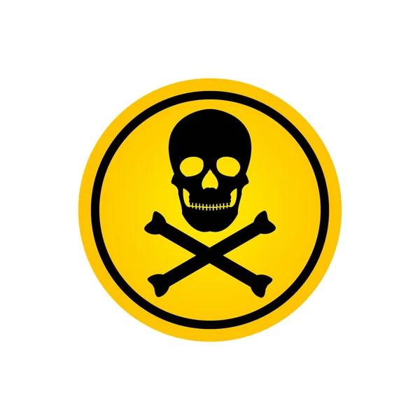Κίνδυνος Προειδοποίηση Κίτρινο Σημάδι Κρανίο Και Σταυρωτά Οστά Διανυσματική Απεικόνιση — Διανυσματικό Αρχείο