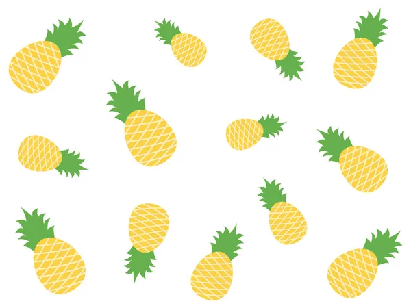 Naadloos Met Ananas Vector Cartoon Verse Ananas Geïsoleerd Witte Achtergrond — Stockvector