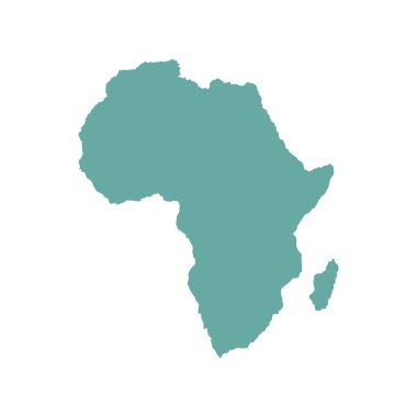 Afrika dünya haritası, beyaza izole edilmiş vektör çizimi. Afrika kıtasının haritası. 