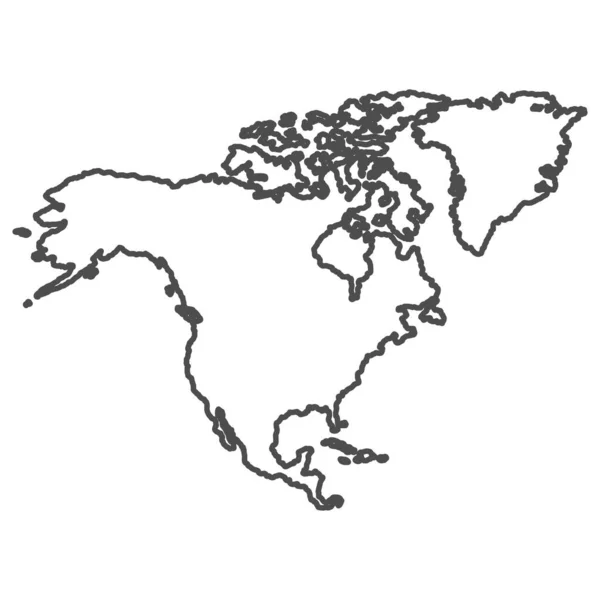 北米アウトライン世界地図 ベクトル図白に隔離されました 北アメリカ大陸地図 ラインシルエットコンセプト — ストックベクタ
