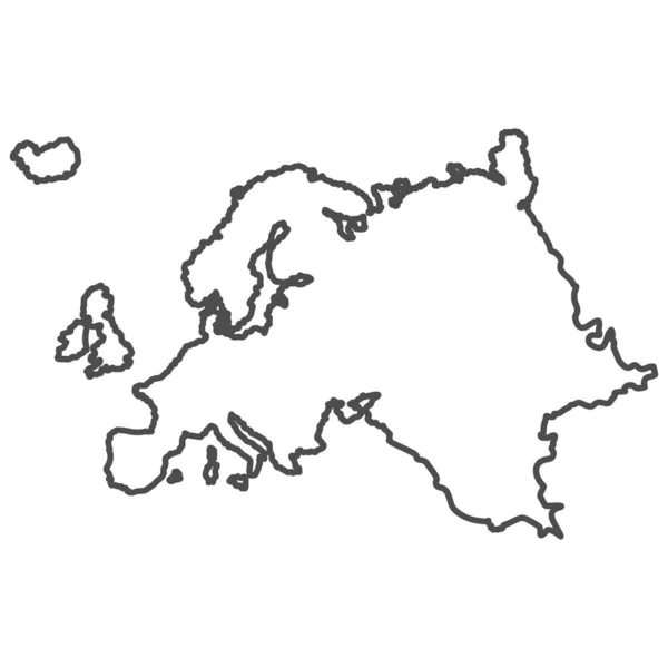 Europa Delinea Mappa Del Mondo Illustrazione Vettoriale Isolata Sul Bianco — Vettoriale Stock