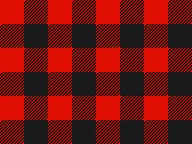 Kırmızı ve siyah oduncu, ekose desenli. Basit klasik tekstil tasarımı. Kusursuz vektör deseni. İskoç kafesi. Tartan ekosesiz soyut ekoseli desenli arkaplan