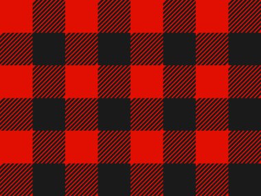 Kırmızı ve siyah oduncu, ekose desenli. Basit klasik tekstil tasarımı. Kusursuz vektör deseni. İskoç kafesi. Tartan ekosesiz soyut ekoseli desenli arkaplan