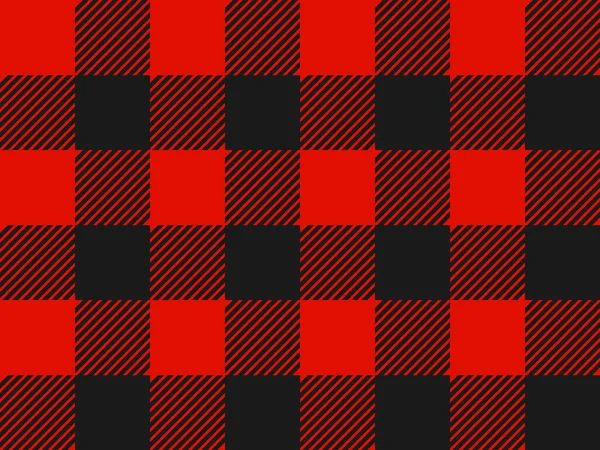 Piros Fekete Favágó Kockás Mintázat Egyszerű Vintage Textil Design Zökkenőmentes — Stock Vector
