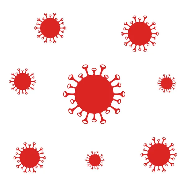 Conjunto Iconos Del Virus Rojo Icono Del Virus Corona Aislado — Archivo Imágenes Vectoriales