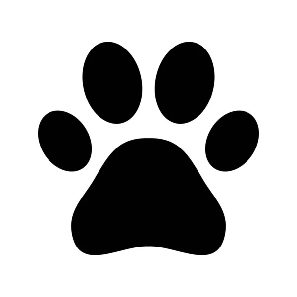 Animal Icon Flat Vector Black Print Paw Trace Isolated White — Stock Vector