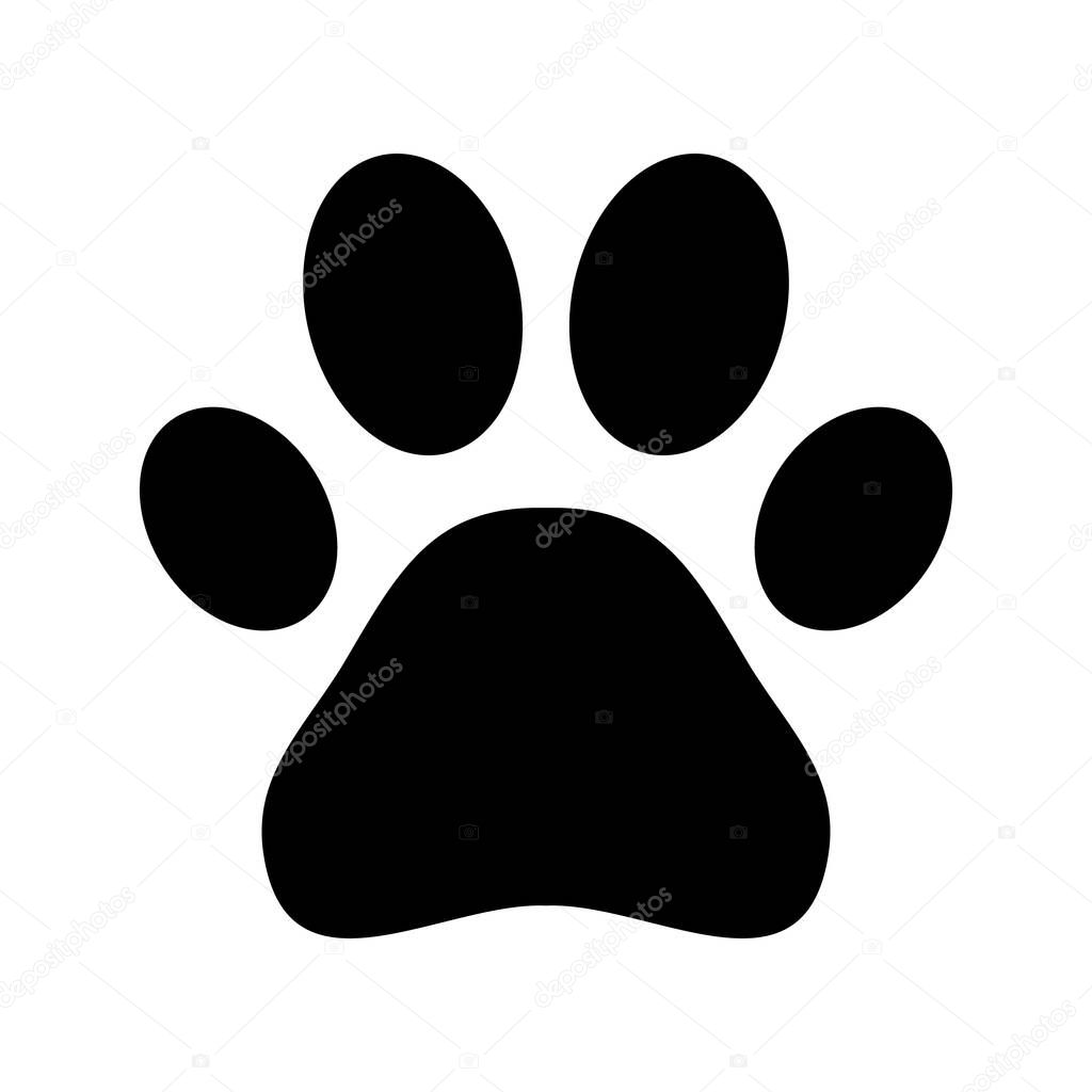 Animal icon flat vector. Black print paw trace isolated on white