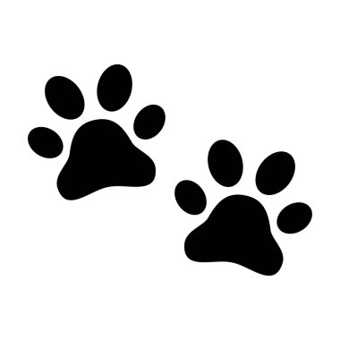Animal icon flat vector. Black print paw traces, footprint illustration isolated on white clipart