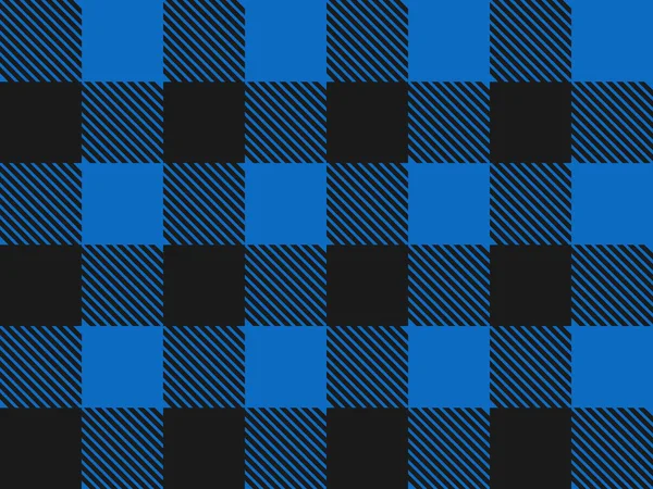 Blue Black Lumberjack Plaid Seamless Pattern Simple Vintage Textile Design — Stock Vector