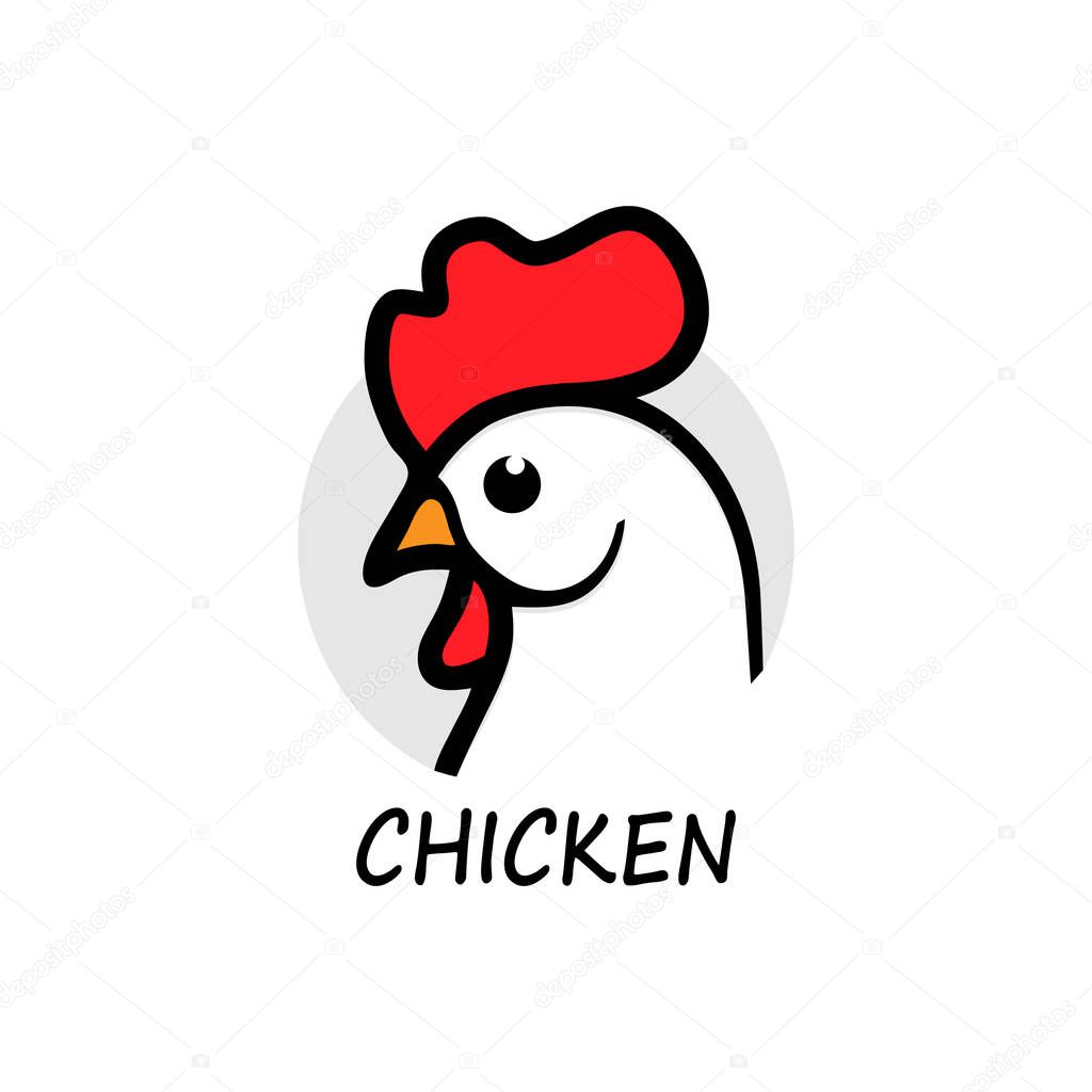 Chicken logo vector illustration isolated on white.