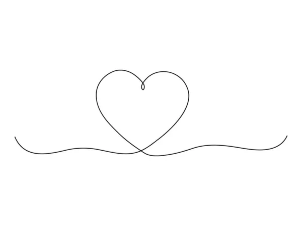 Ligne Art Coeur Continu Icône Isolée Sur Blanc Symbole Contour — Image vectorielle