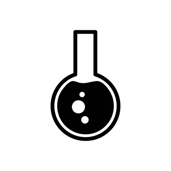 Chemistry Flack Icône Noire Avec Des Substances Des Bulles Illustration — Image vectorielle