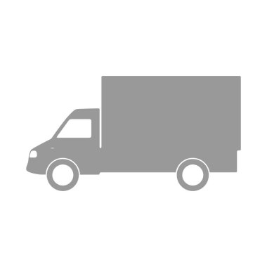 Düz moda kamyonet simgesi. Taşıma sembolü vektör illüstrasyonu beyazda izole edildi. Gri renk tasarımlı otomobil silueti