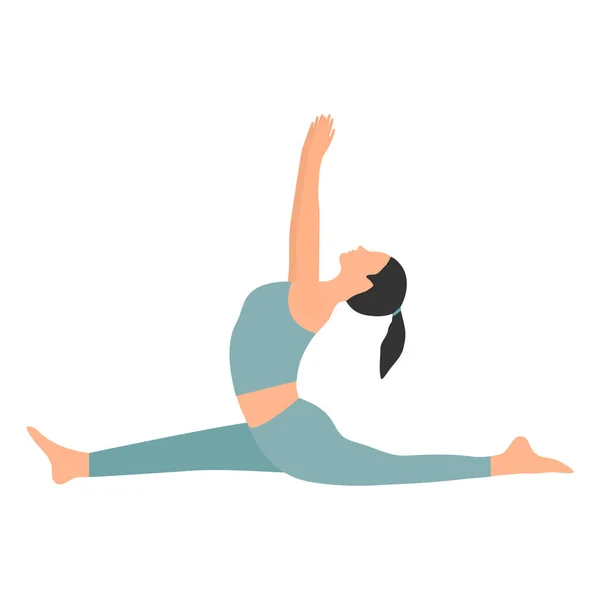 Cartoon Meisje Oefenen Yoga Pose Jong Gelukkig Vrouw Mediteert Vector — Stockvector